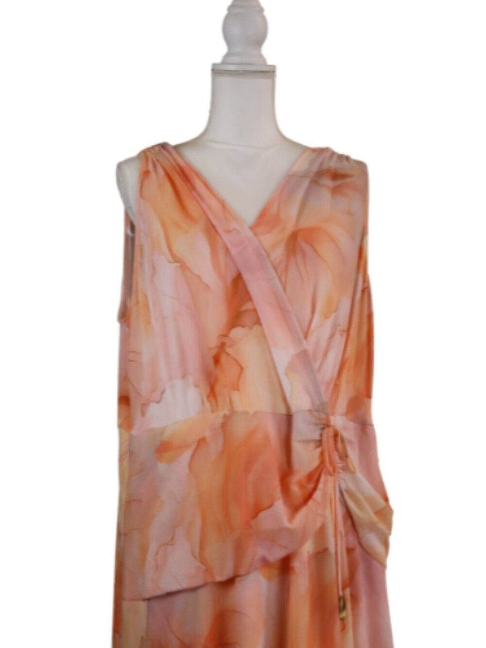 Donna Karen New York DKNY Apricot Peach V Neck Dress Formal Event Plus Size 18W - Picture 7 of 9